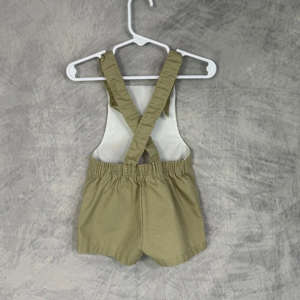 Vtg 70s Mouse Hobby Horse Shortall Overalls infant Sz 6-9 months Romper sunsuit‎